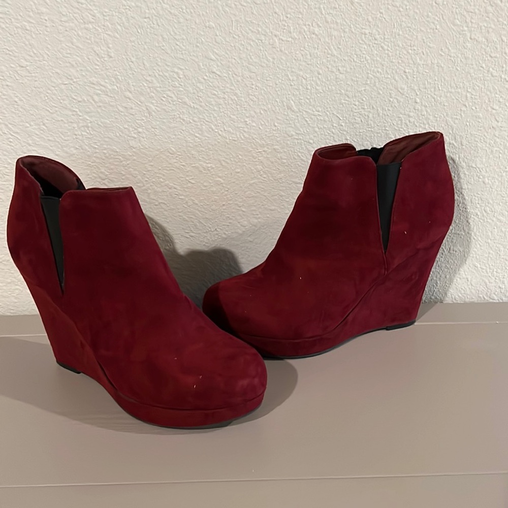 Women's Velvet Burgundy/Wine Color XAppeal Wedged Heels